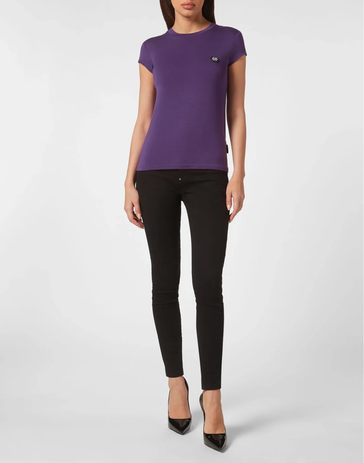 T-shirt Round Neck Sexy Pure Fit Hexagon, цвет: Фиолетовый