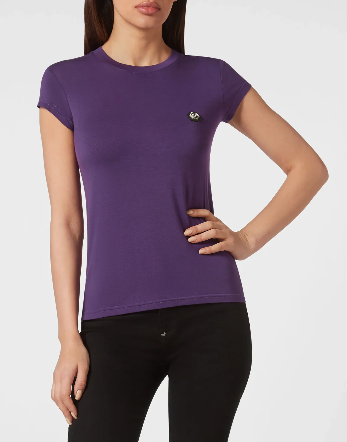 T-shirt Round Neck Sexy Pure Fit Hexagon, цвет: Фиолетовый