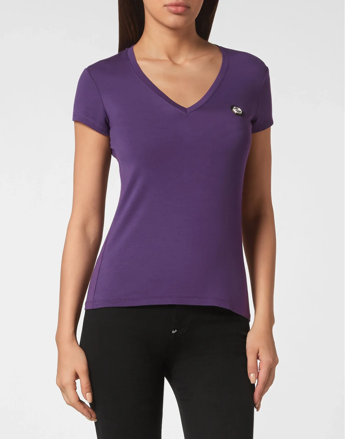 T-shirt V-Neck Sexy Pure Fit Hexagon, цвет: Фиолетовый