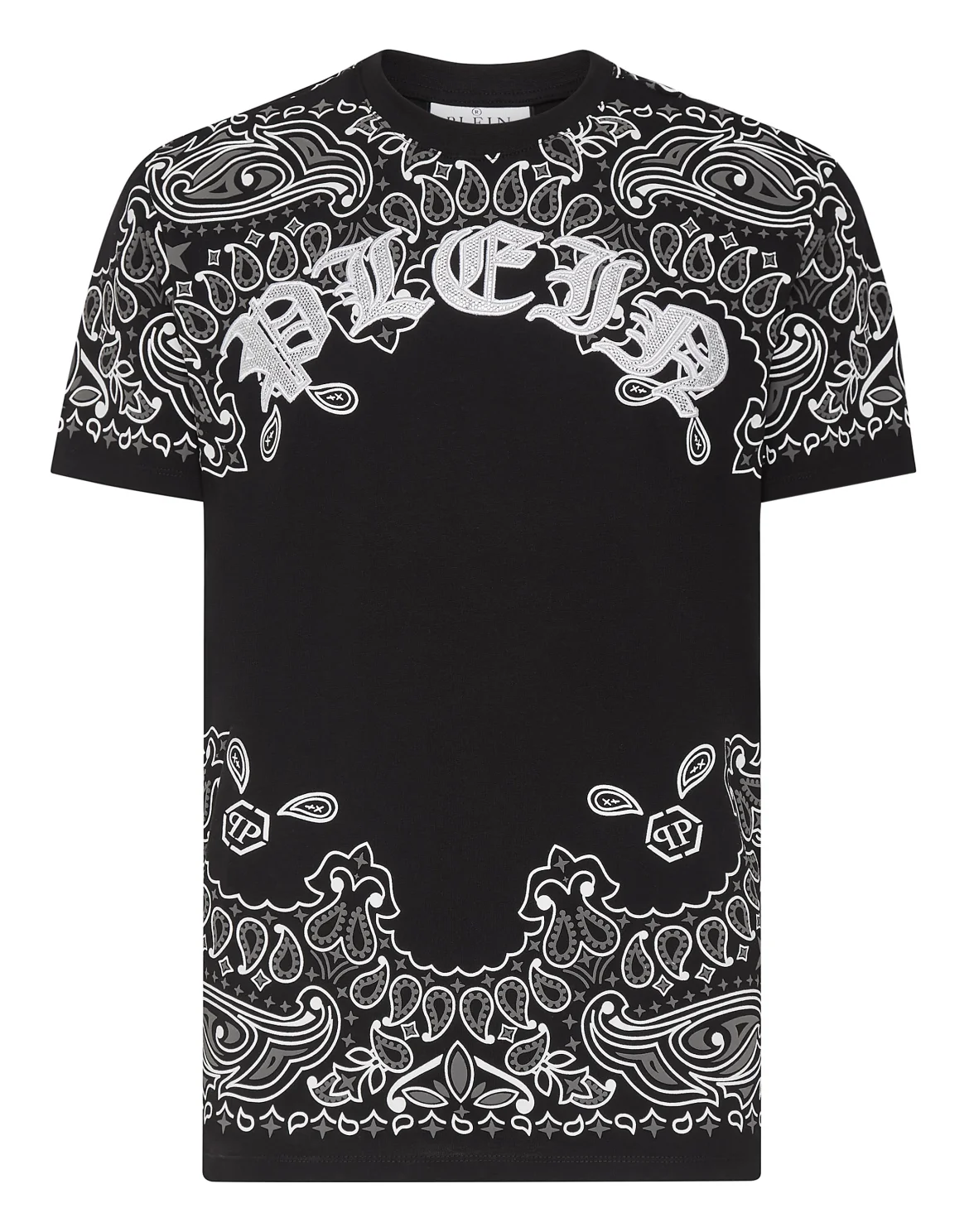T-shirt Round Neck SS Paisley Strass, цвет: Черный