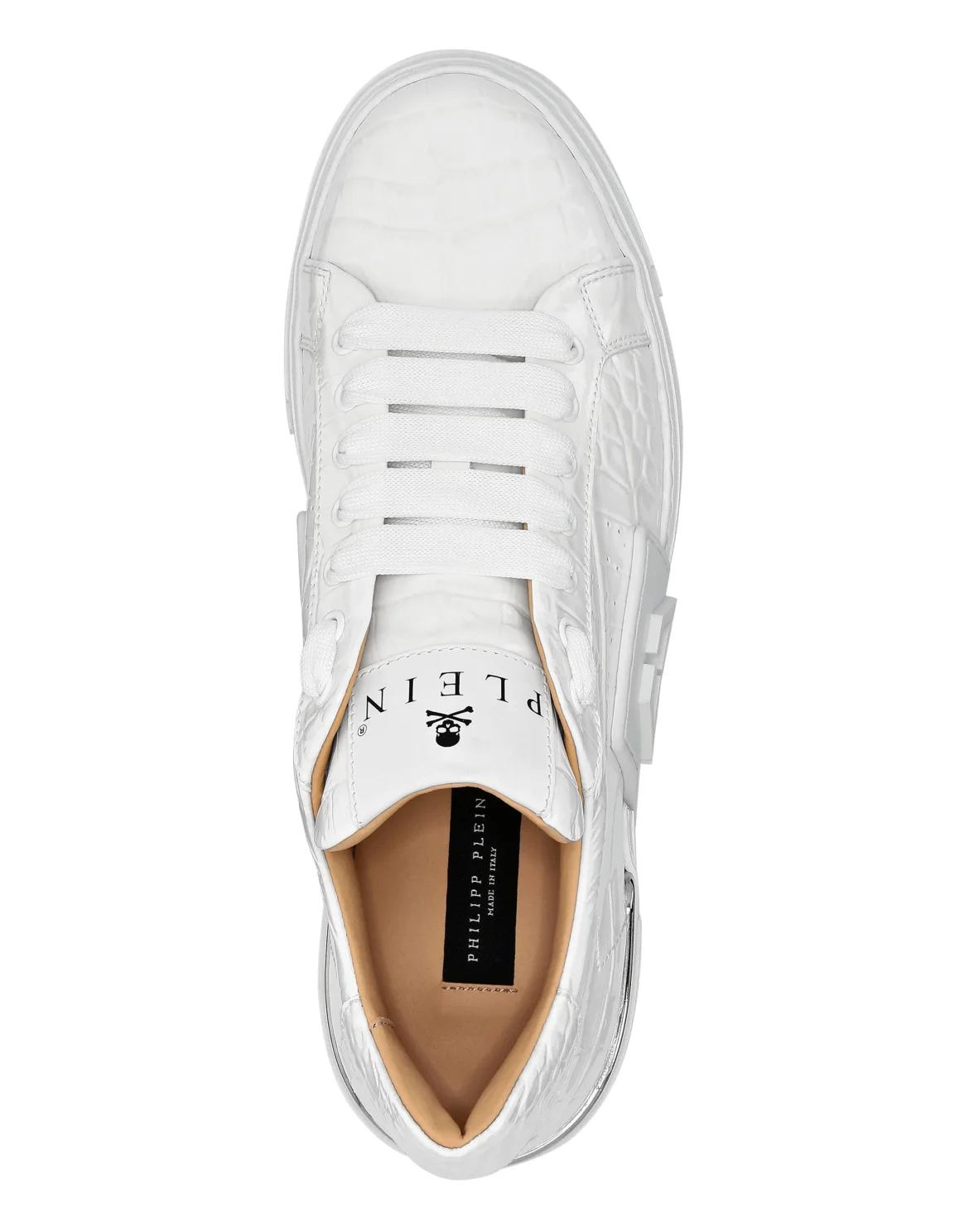 Croco Effect Lo-Top Sneakers, цвет: Белый