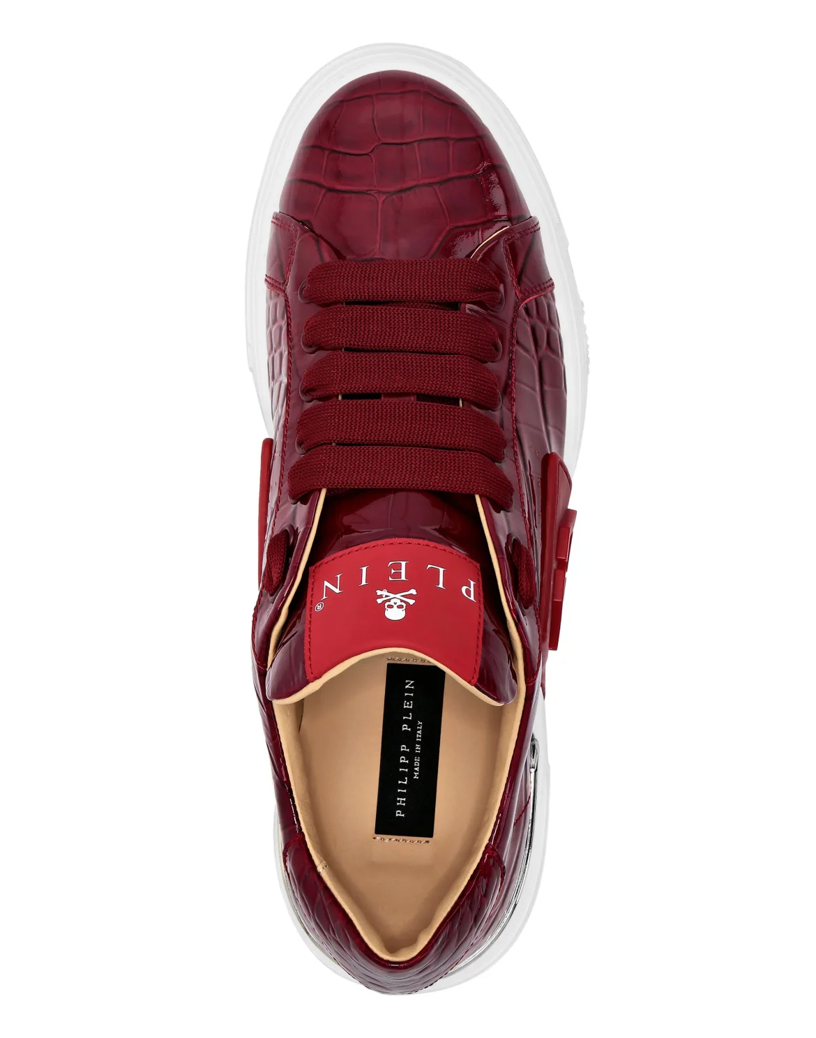 Croco Effect Lo-Top Sneakers, цвет: Красный