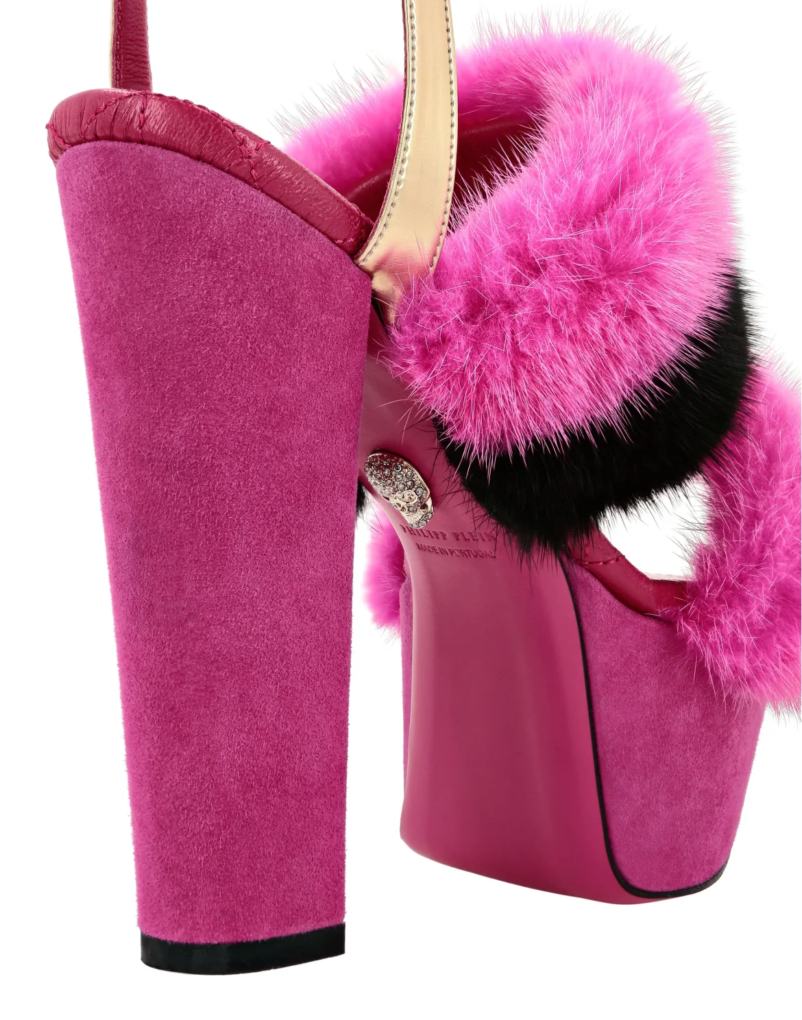 Platform Sandals High Heels With Real Fur, цвет: Розовый