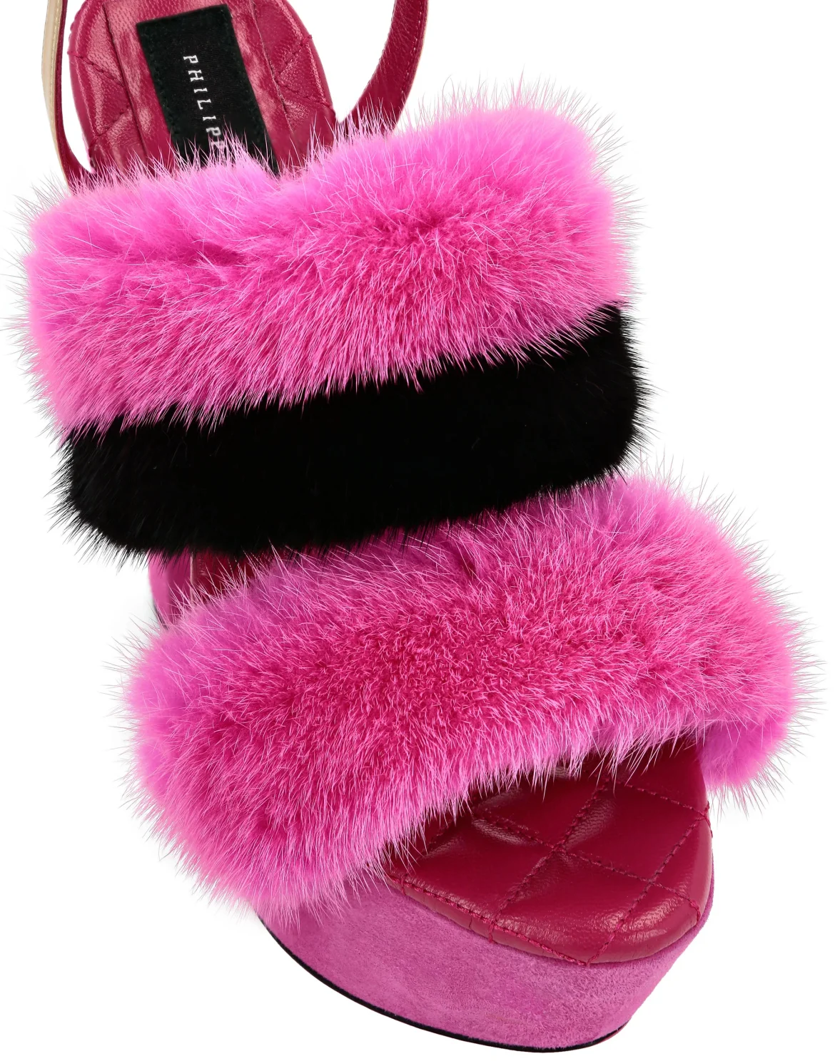 Platform Sandals High Heels With Real Fur, цвет: Розовый