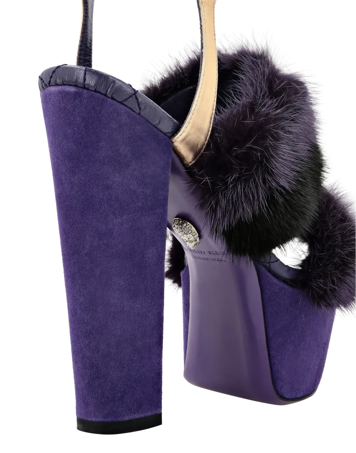 Platform Sandals High Heels With Real Fur, цвет: Фиолетовый