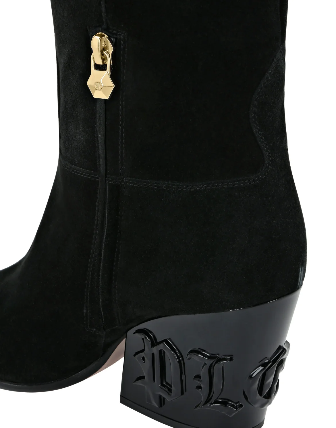 Suede Boots Mid Heels High Cowboy, цвет: Черный