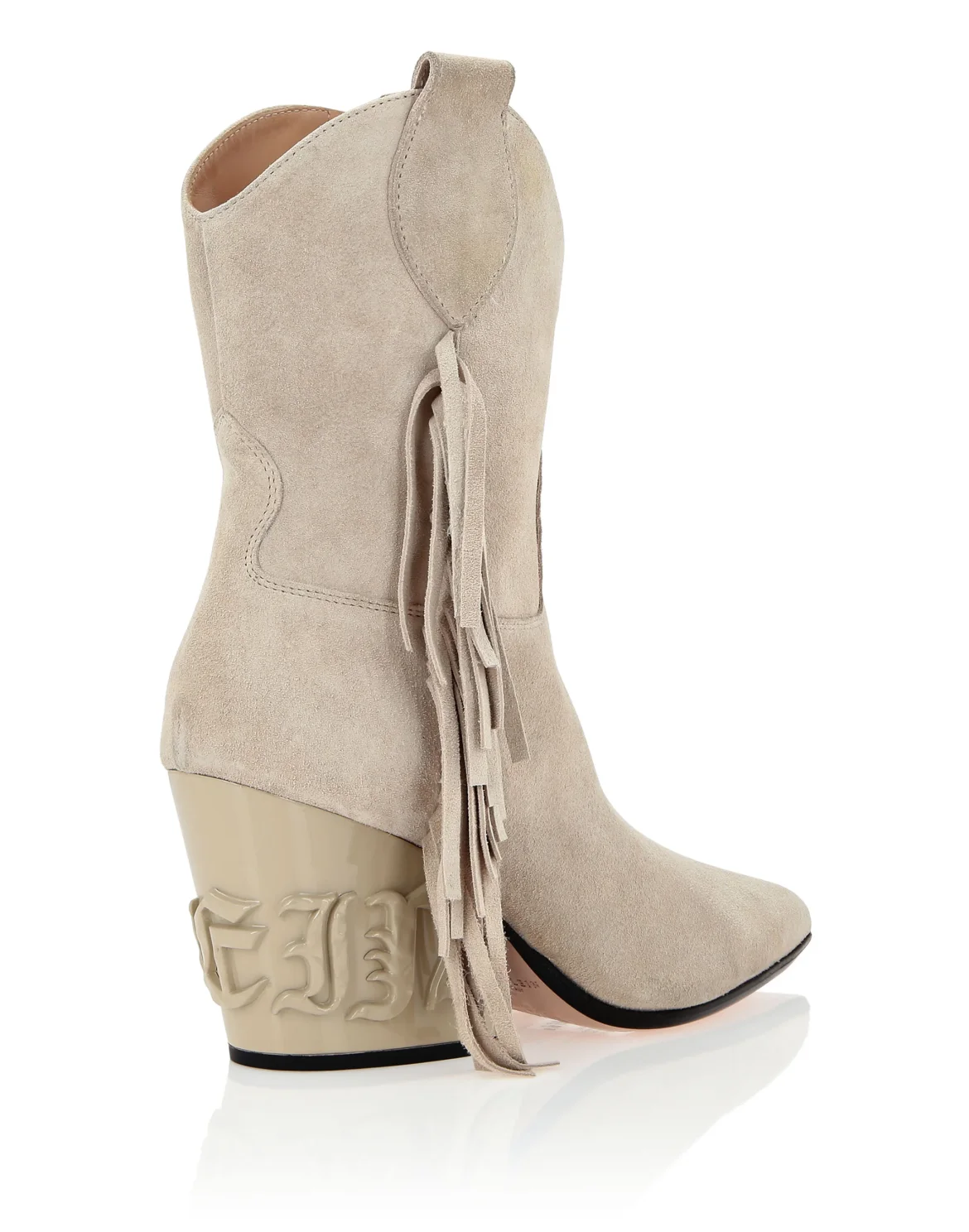 Suede Boots Mid Heels Cowboy, цвет: Бежевый
