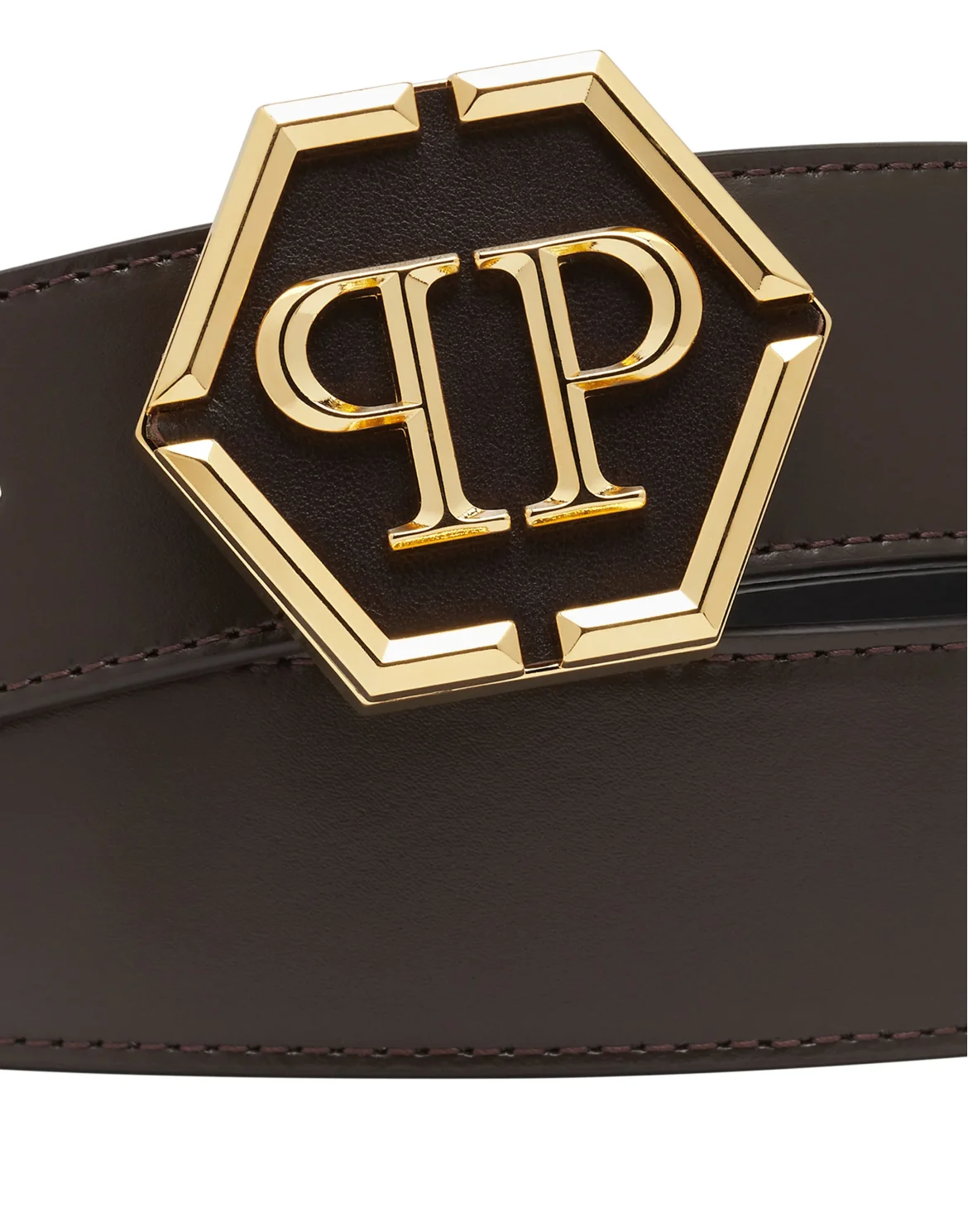 Leather Belt Hexagon, цвет: Коричневый
