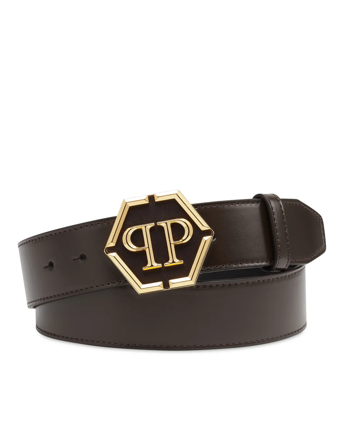 Leather Belt Hexagon, цвет: Коричневый