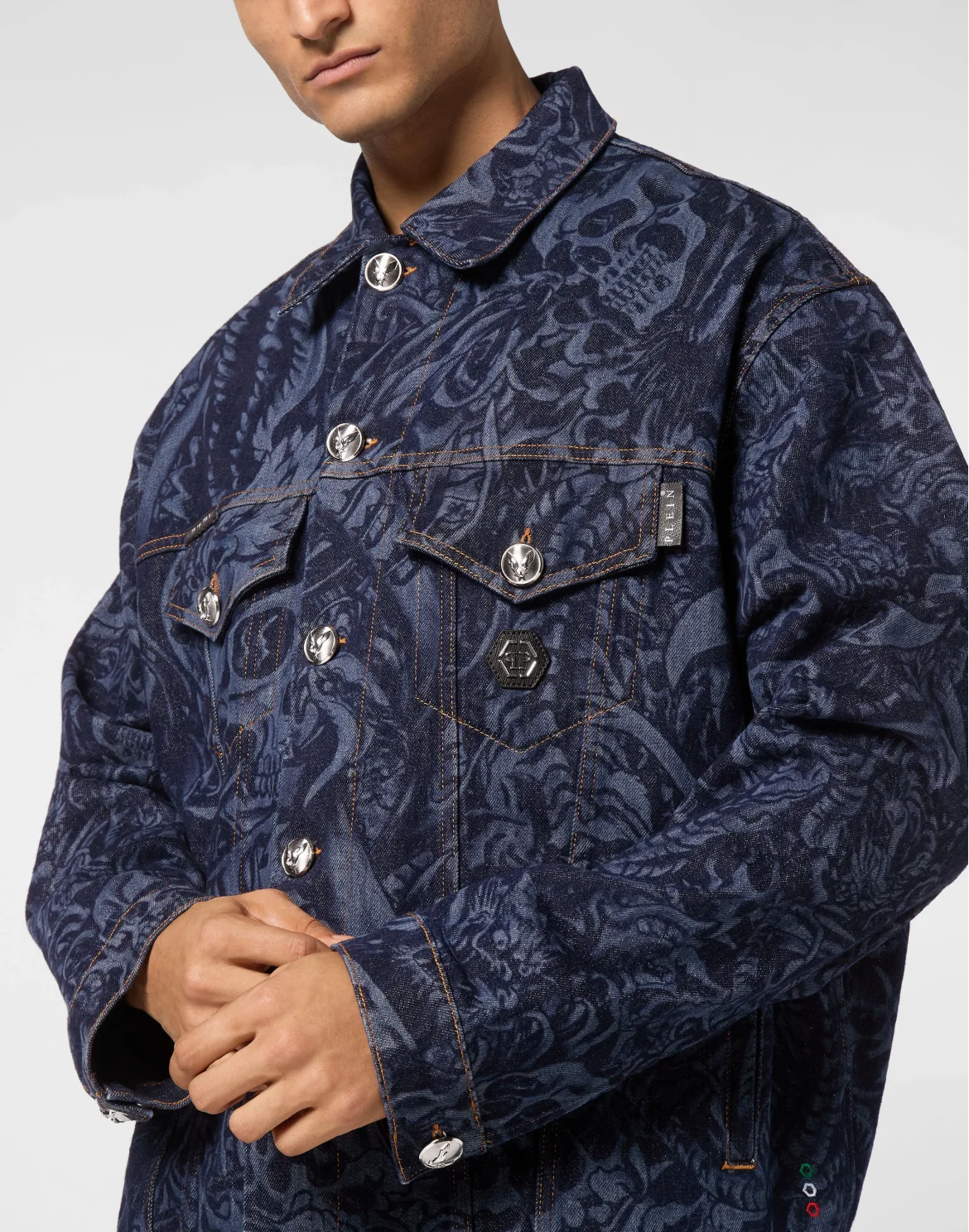 Oversized Denim Jacket Tattoo, цвет: Синий