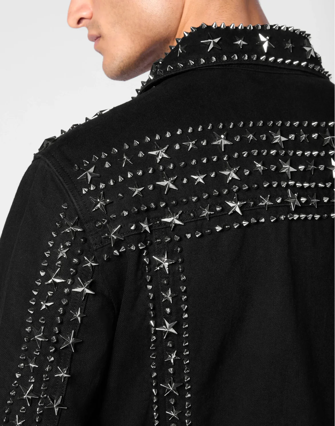 Zipped Denim Jacket Studs, цвет: Черный