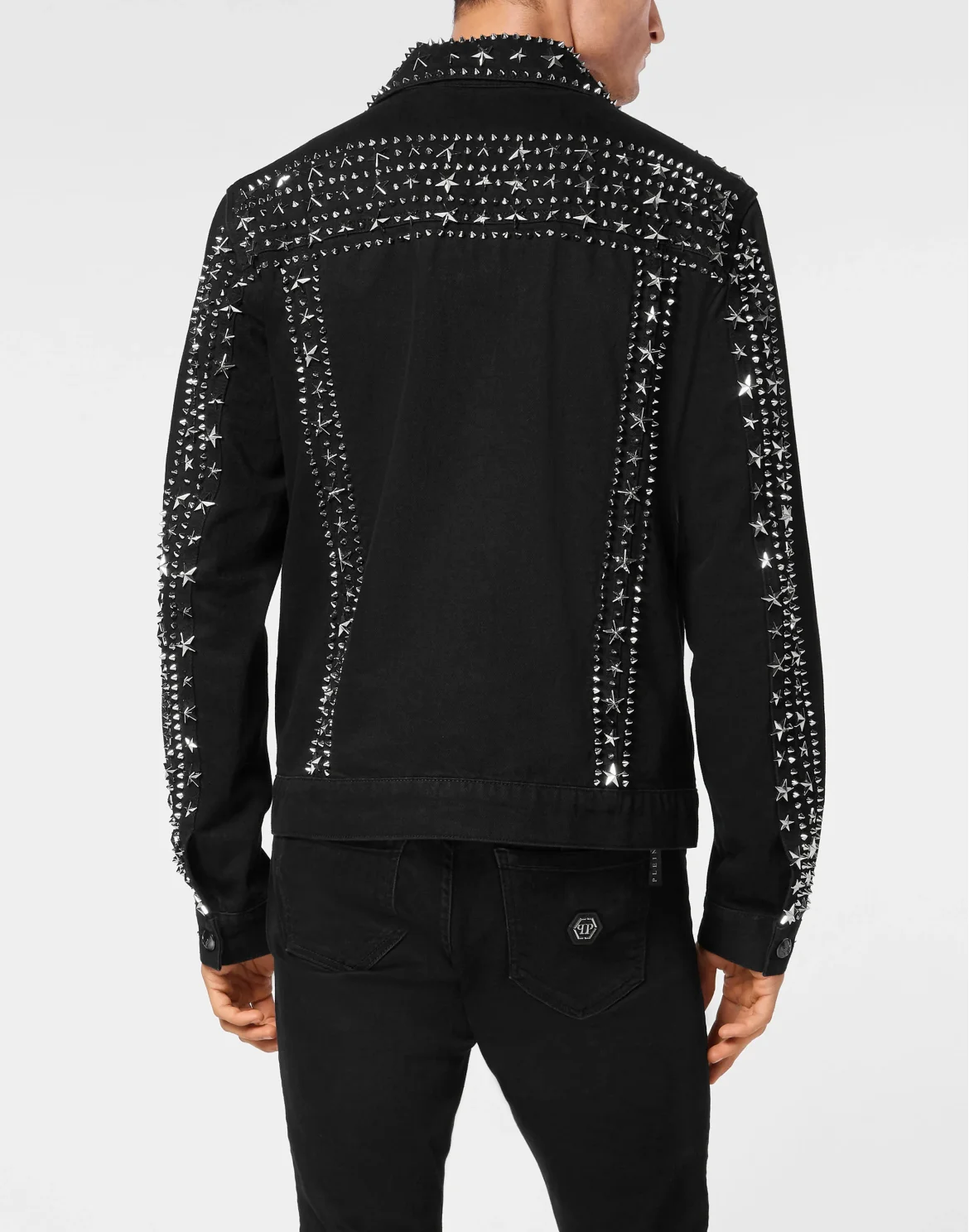 Zipped Denim Jacket Studs, цвет: Черный