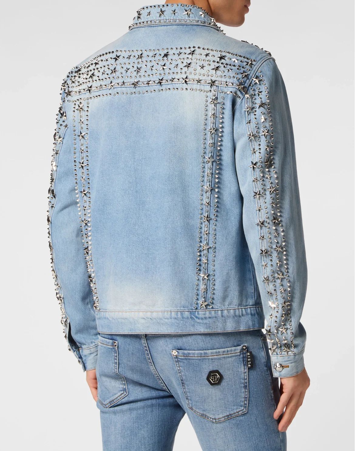 Zipped Denim Jacket Studs, цвет: Серый
