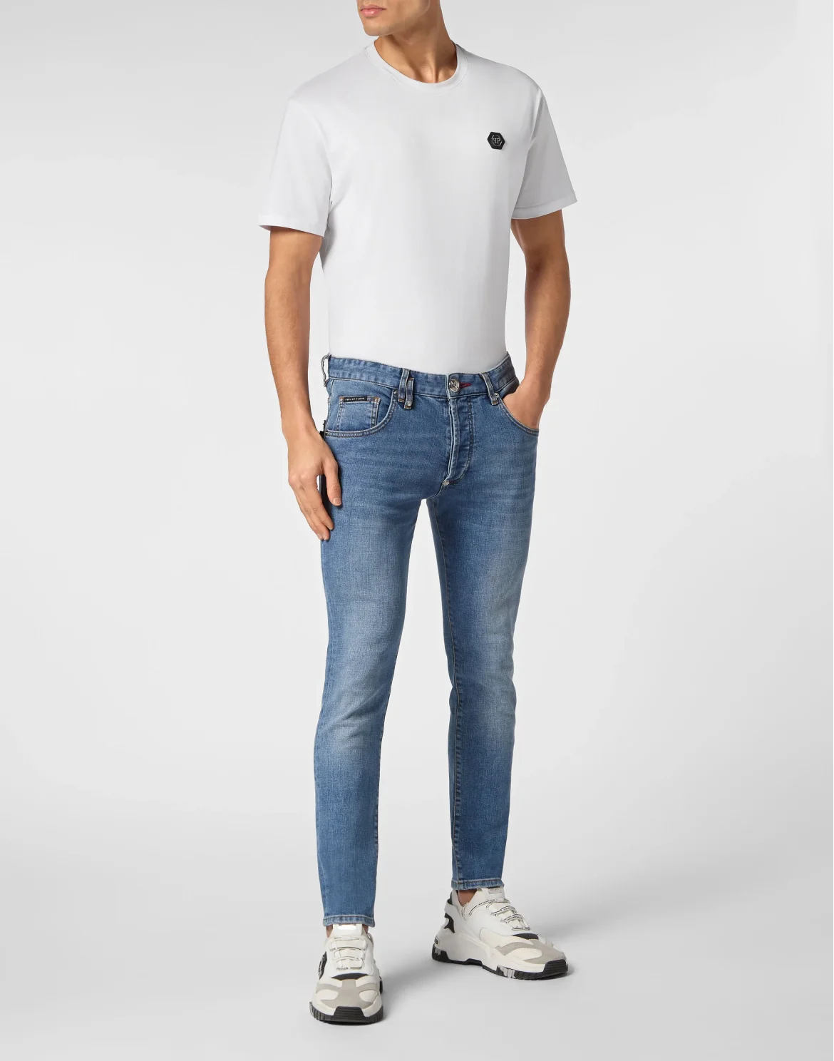 Denim Skinny Basic Trousers, цвет: Серый
