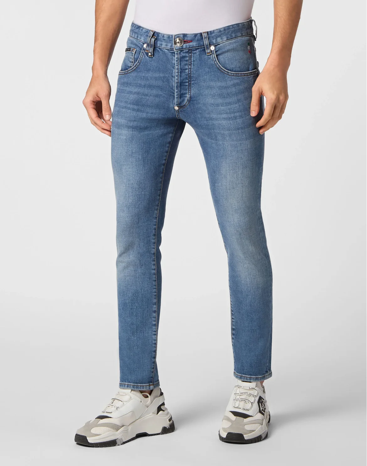 Denim Skinny Basic Trousers, цвет: Серый