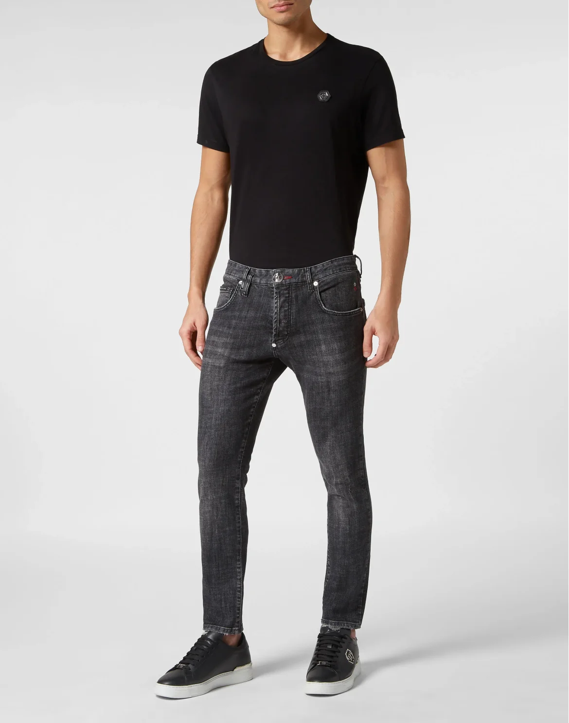 Denim Skinny Basic Trousers, цвет: Черный
