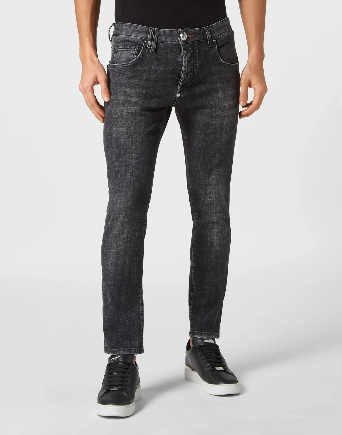 Denim Skinny Basic Trousers, цвет: Черный