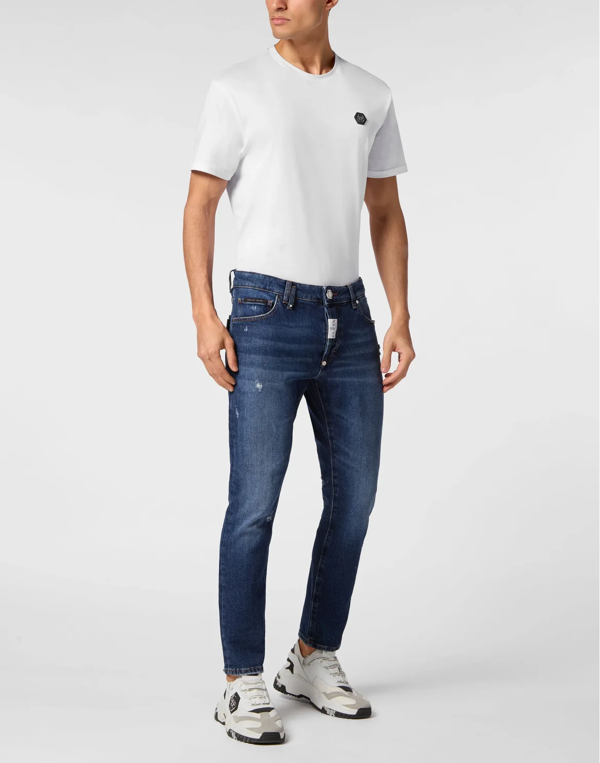 Denim Super Straight Cut Trousers, цвет: Синий