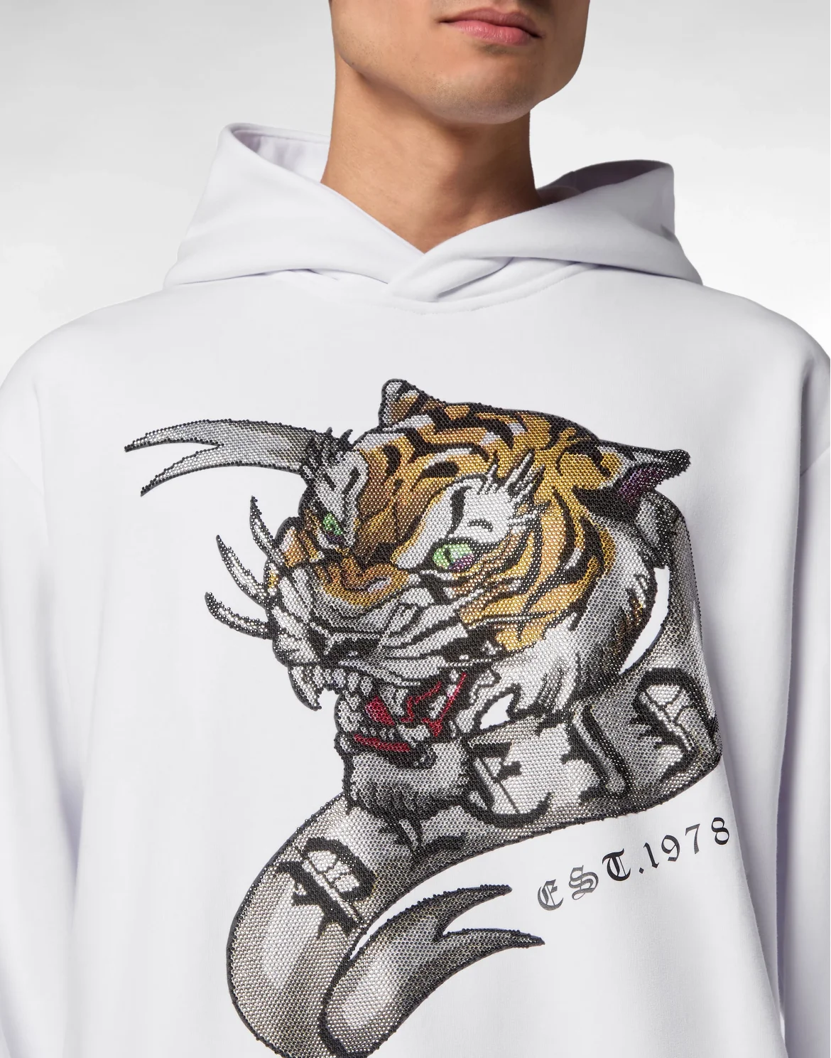 Hoodie Sweatshirt Crystal Tattoo, цвет: Белый