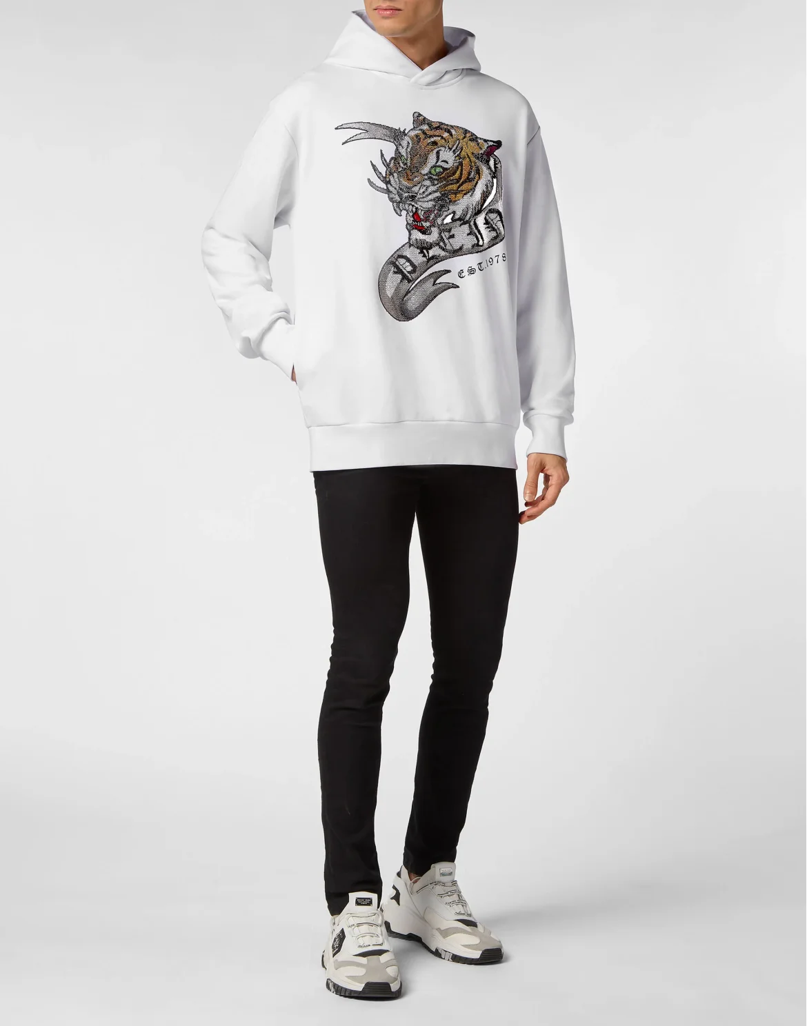Hoodie Sweatshirt Crystal Tattoo, цвет: Белый
