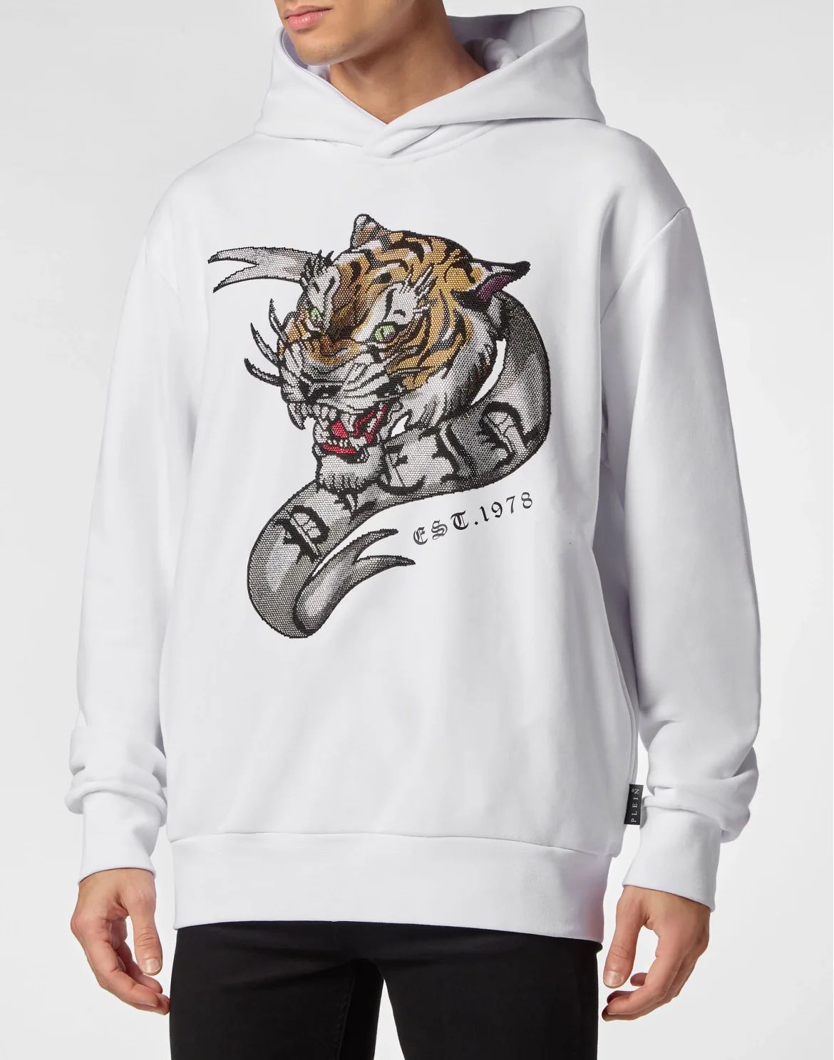 Hoodie Sweatshirt Crystal Tattoo, цвет: Белый