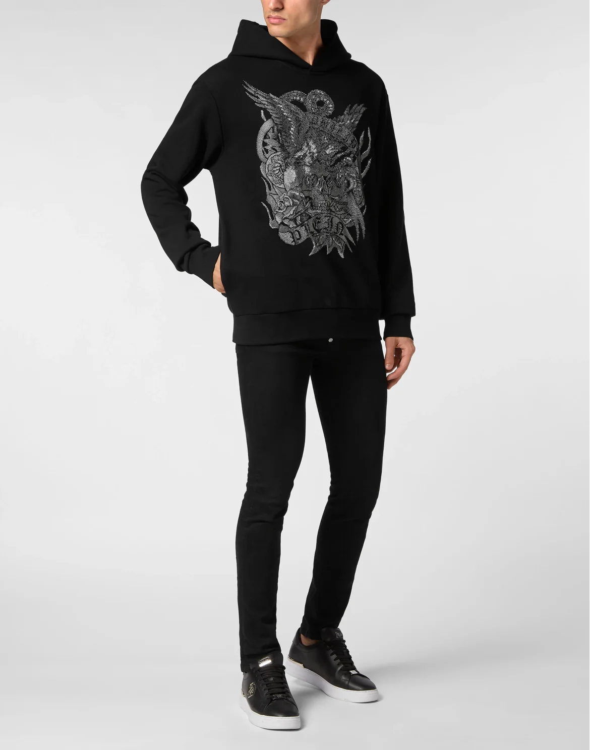 Hoodie Sweatshirt Crystal Tattoo, цвет: Черный
