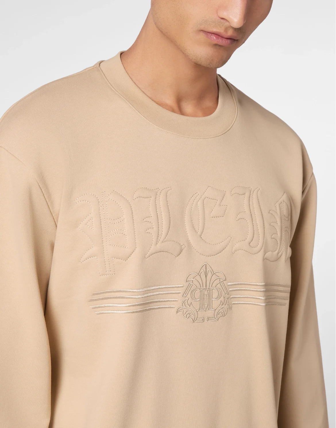 Sweatshirt Round Neck Gothic Plein, цвет: Бежевый