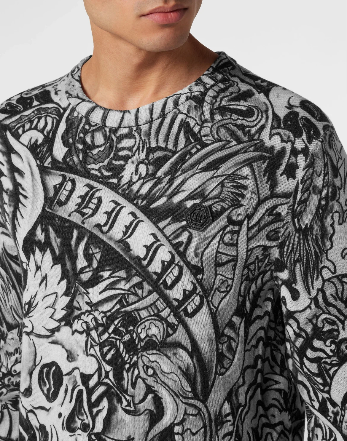 Cashmere Roundneck Tattoo, цвет: Черный