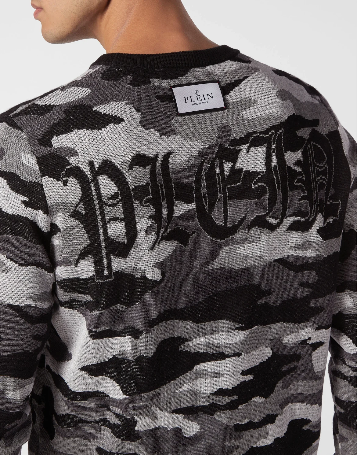 Merino Wool Pullover Round Neck LS Camouflage, цвет: Черный