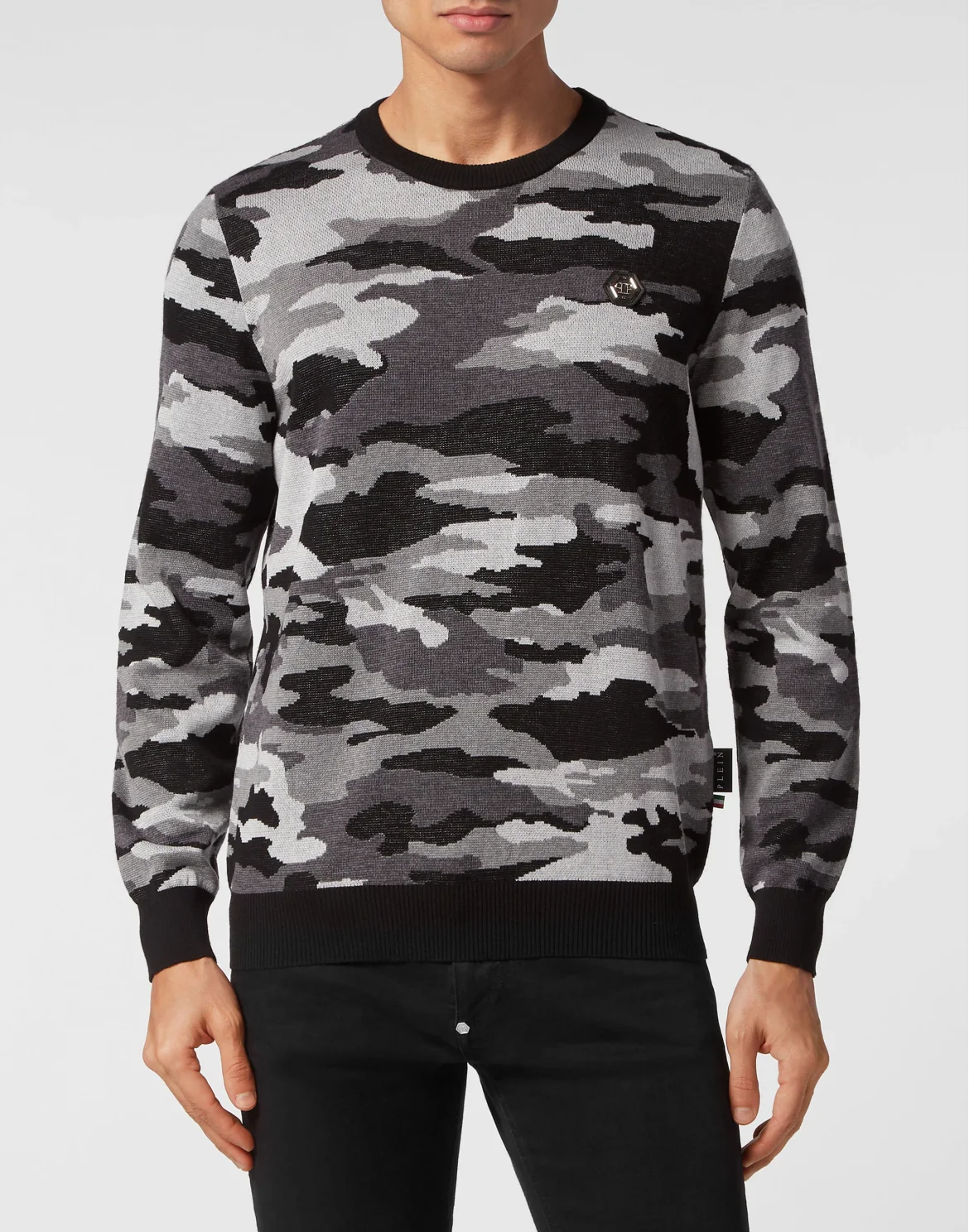 Merino Wool Pullover Round Neck LS Camouflage, цвет: Черный