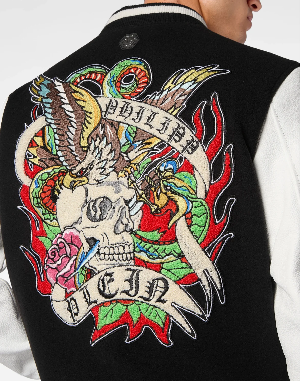 College Bomber with Woolen cloth base Tattoo, цвет: Черный