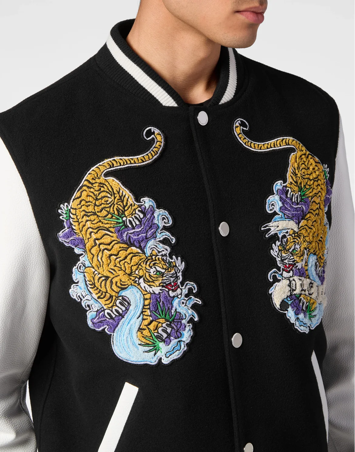 College Bomber with Woolen cloth base Tattoo, цвет: Черный