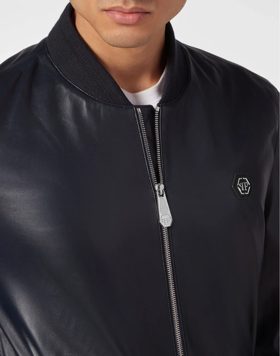 Leather Bomber, цвет: Синий