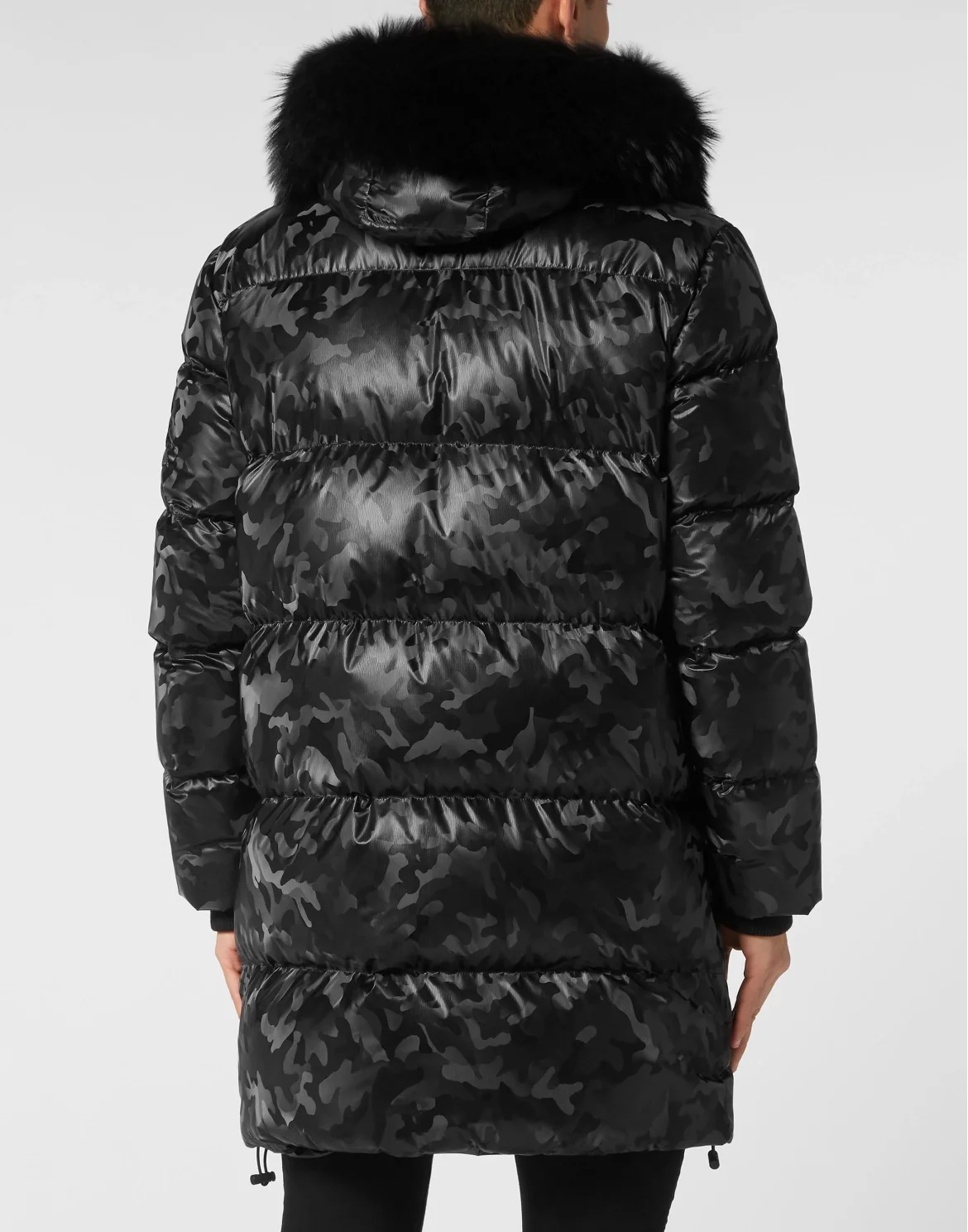 Nylon Parka With Fur Details, цвет: Черный
