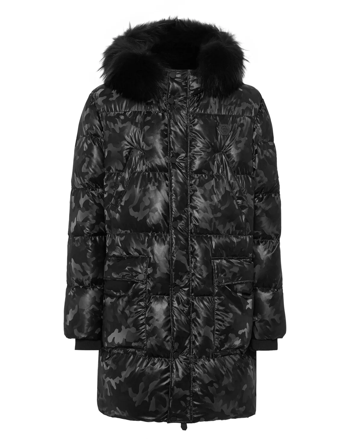 Nylon Parka With Fur Details, цвет: Черный