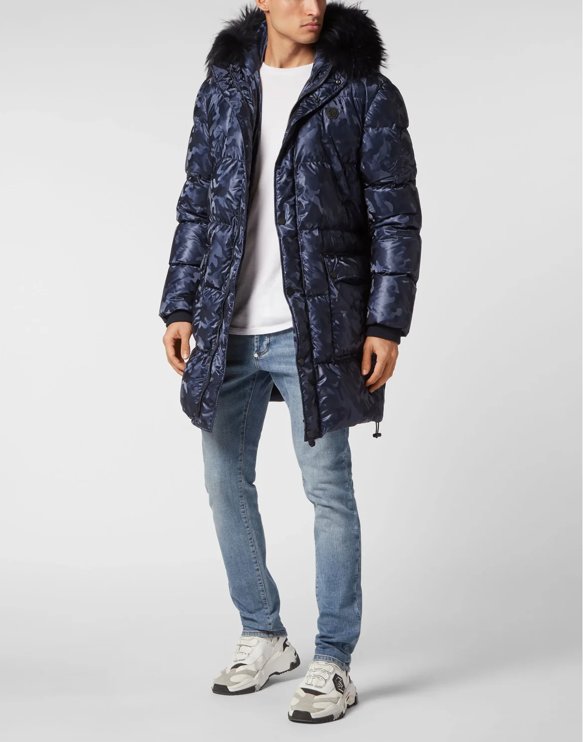 Nylon Parka With Fur Details, цвет: Синий