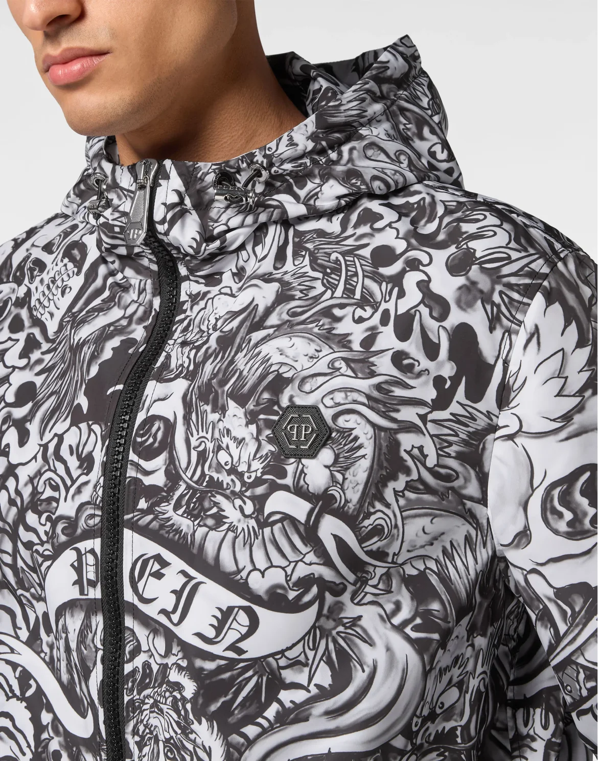 Nylon Windbreaker Tattoo, цвет: Черный
