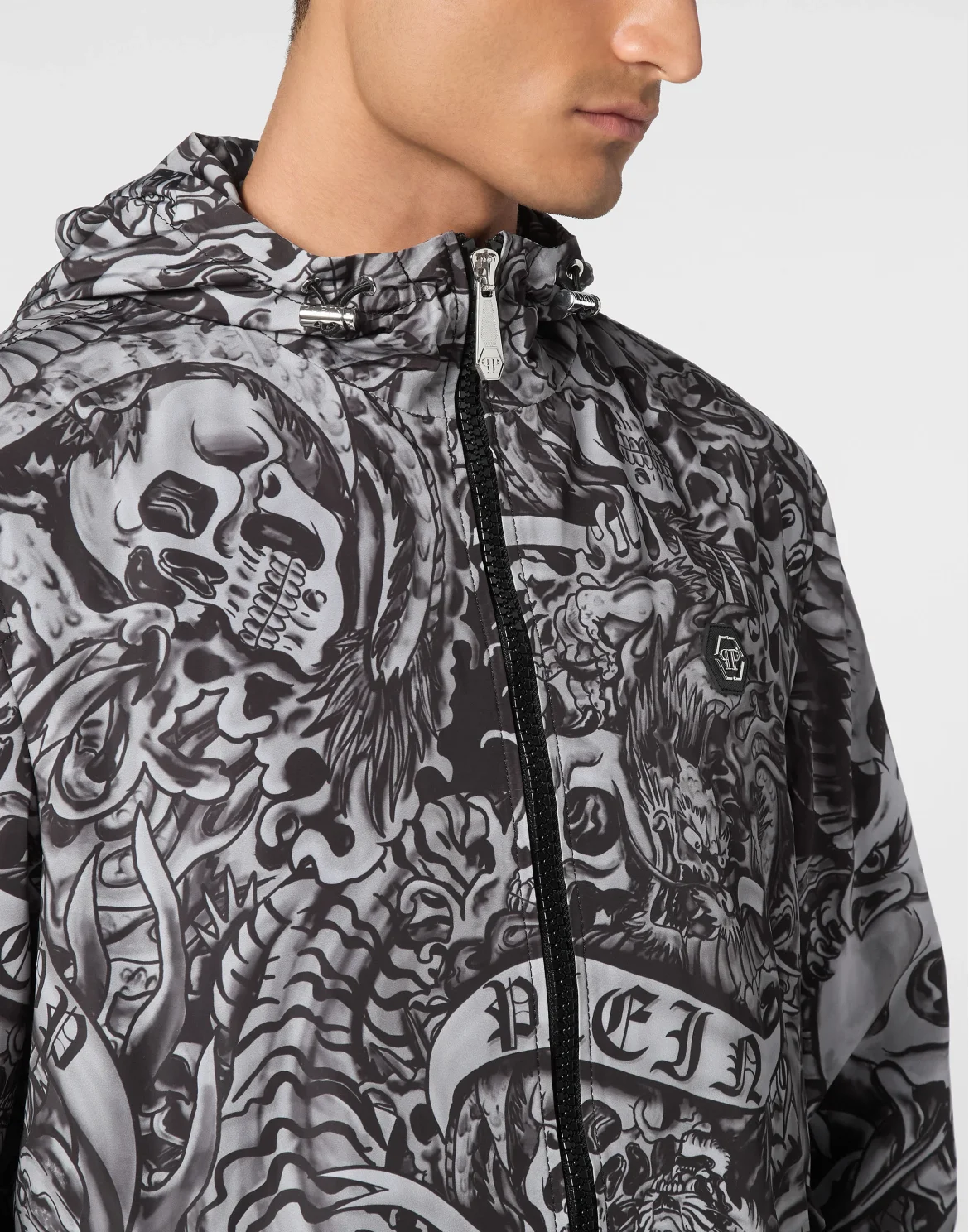 Nylon Windbreaker Tattoo, цвет: Черный