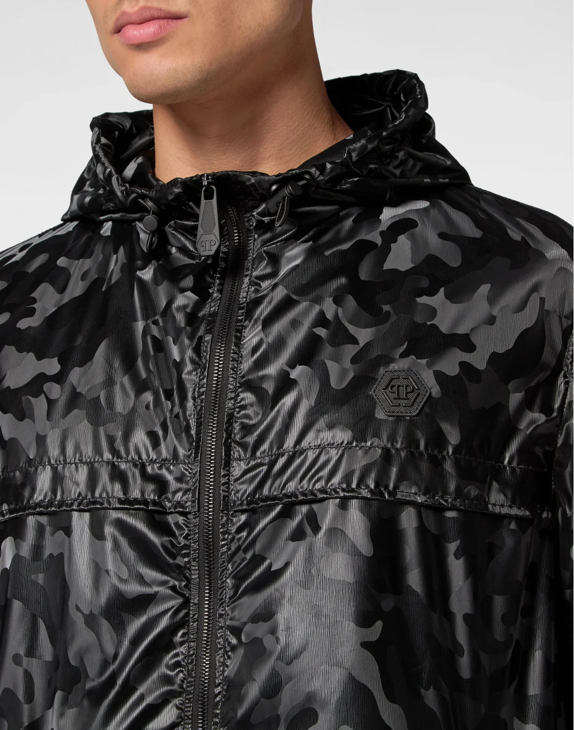 Nylon Windbreaker Camouflage, цвет: Черный