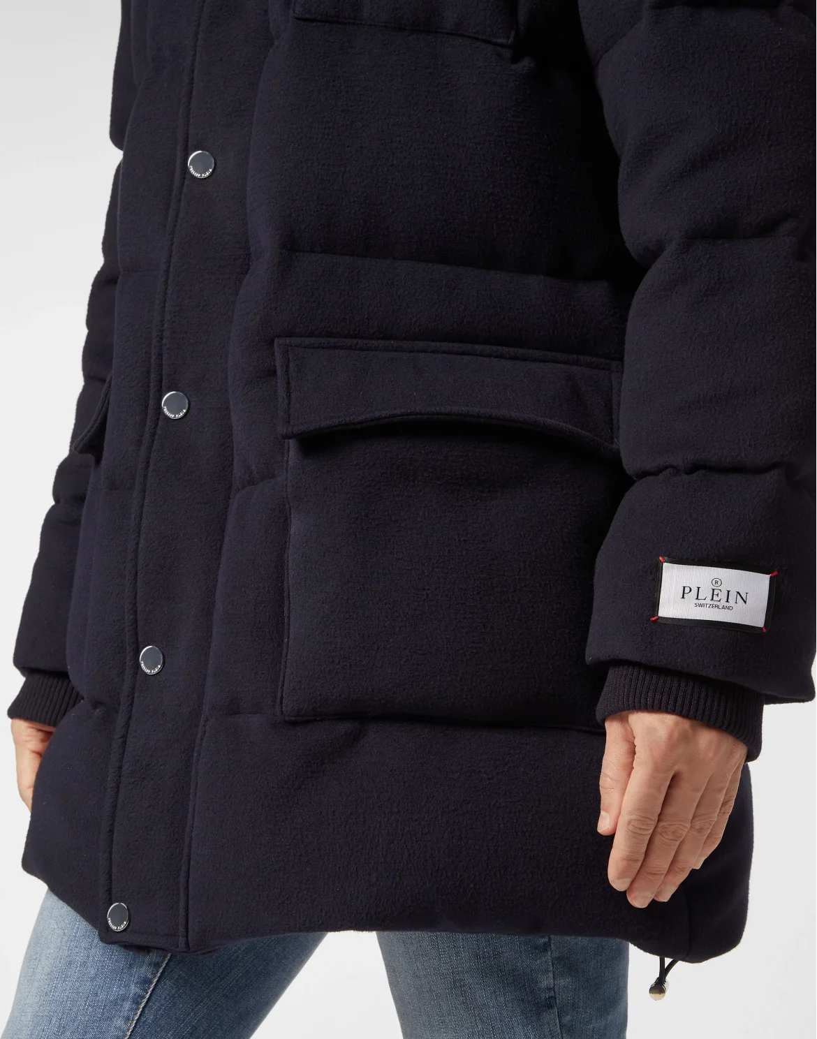 Oversize Down Jacket WIth Fur Hood, цвет: Синий