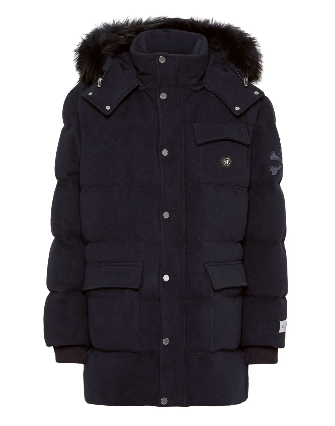 Oversize Down Jacket WIth Fur Hood, цвет: Синий