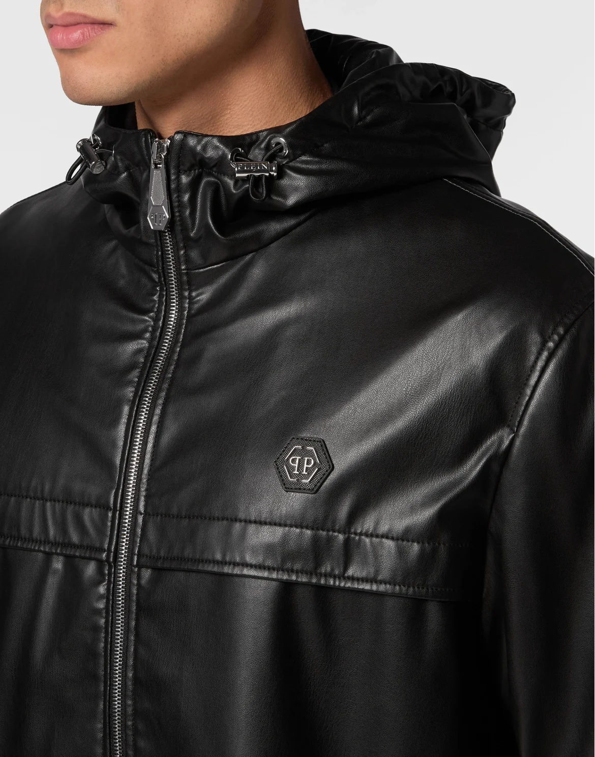 Eco Leather Windbreaker, цвет: Черный