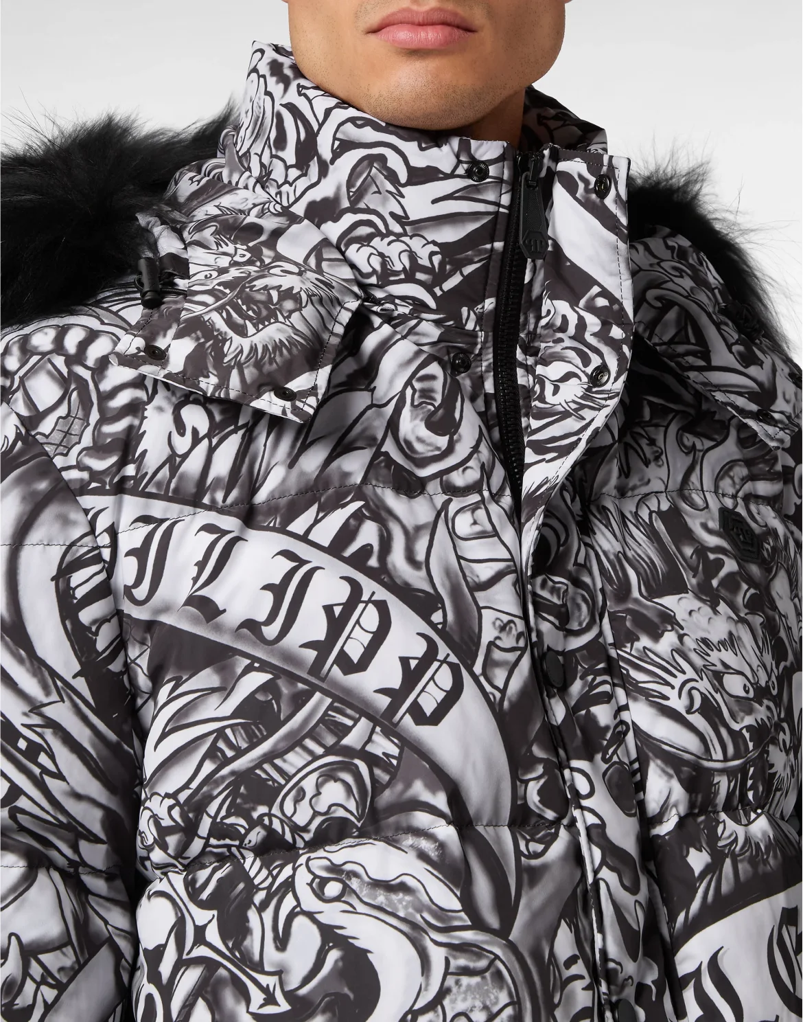 Nylon Down Jacket Tattoo, цвет: Черный