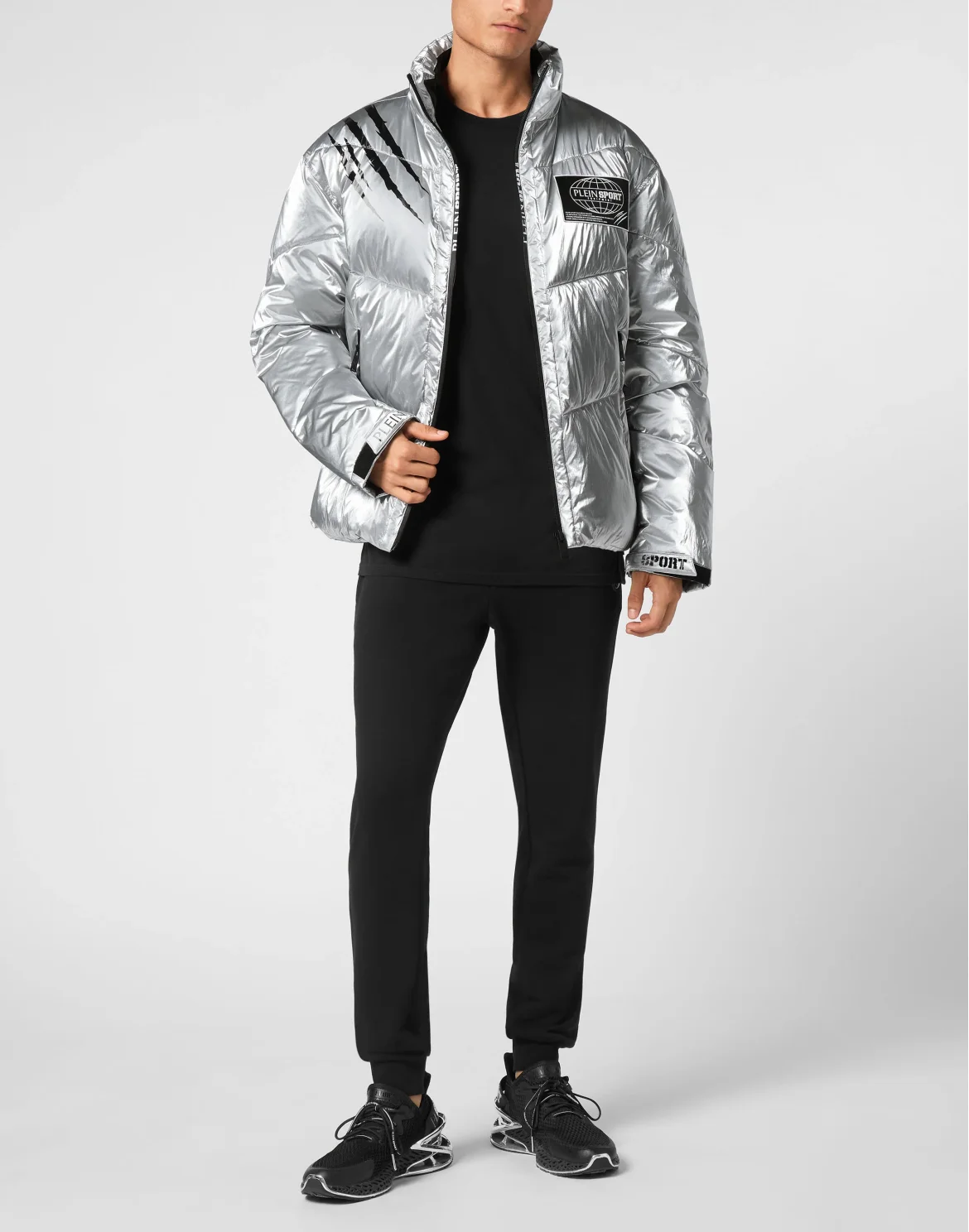 Nylon Crease Puffer Jacket, цвет: Серебристый