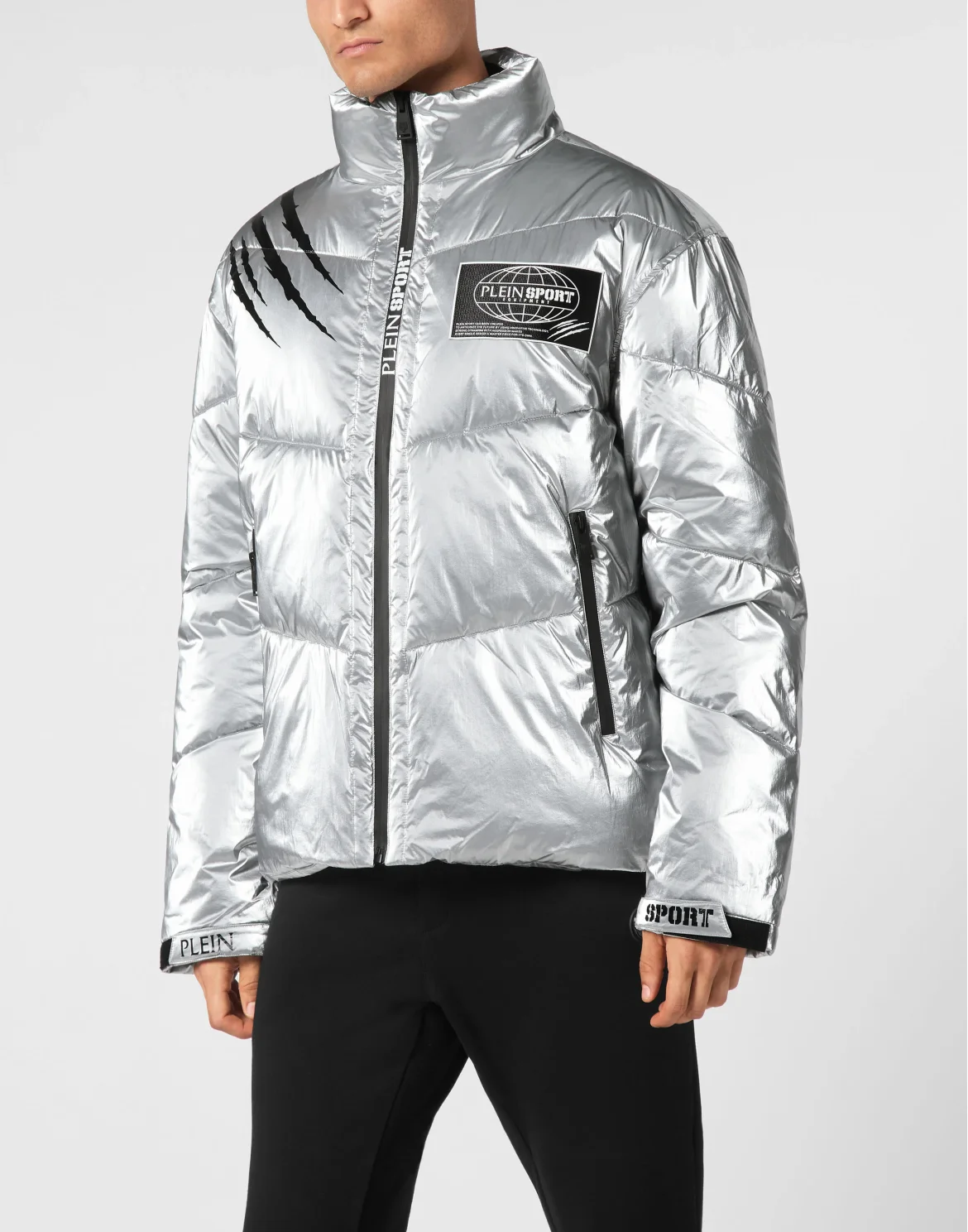 Nylon Crease Puffer Jacket, цвет: Серебристый