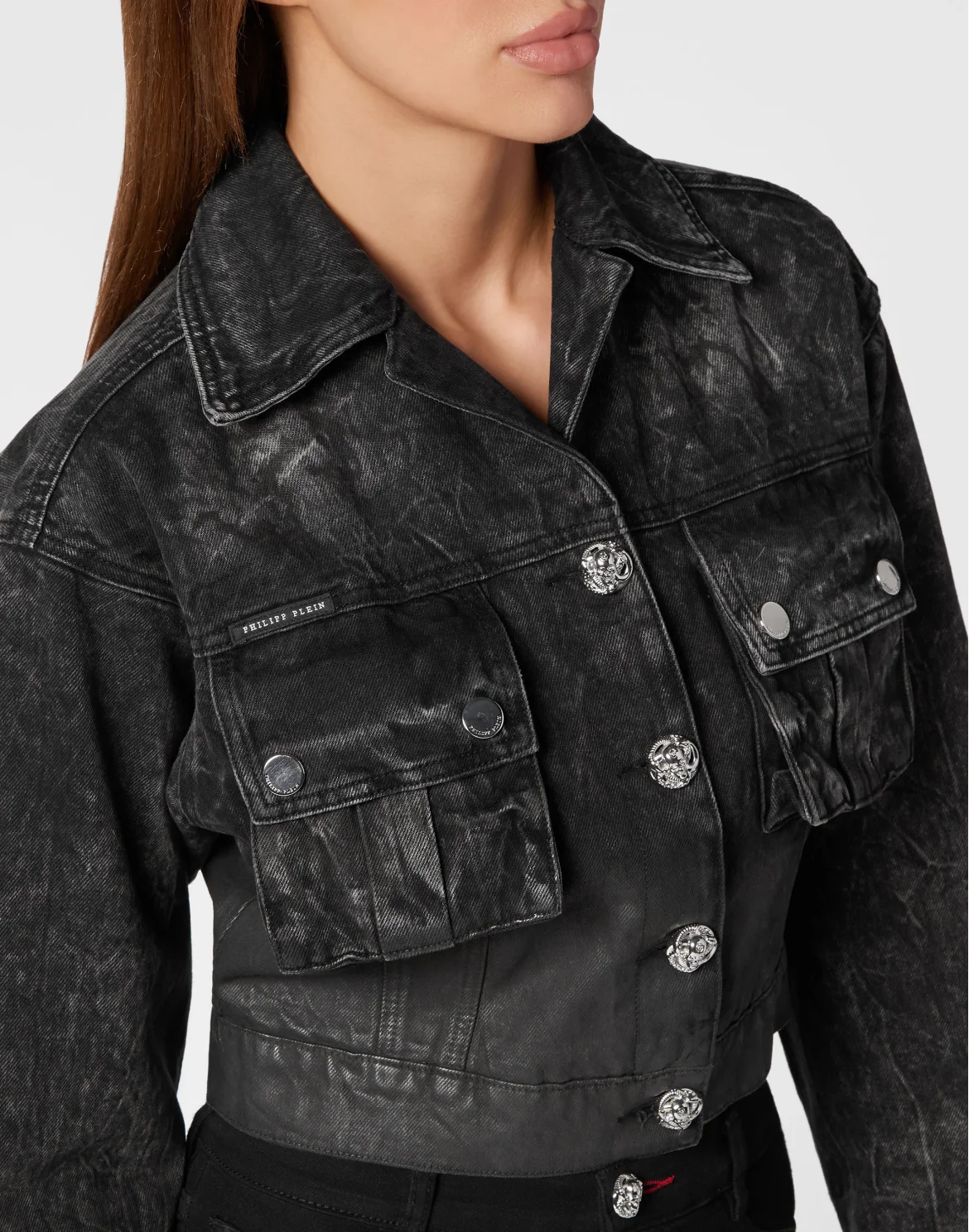 Denim Cargo Jacket, цвет: Черный