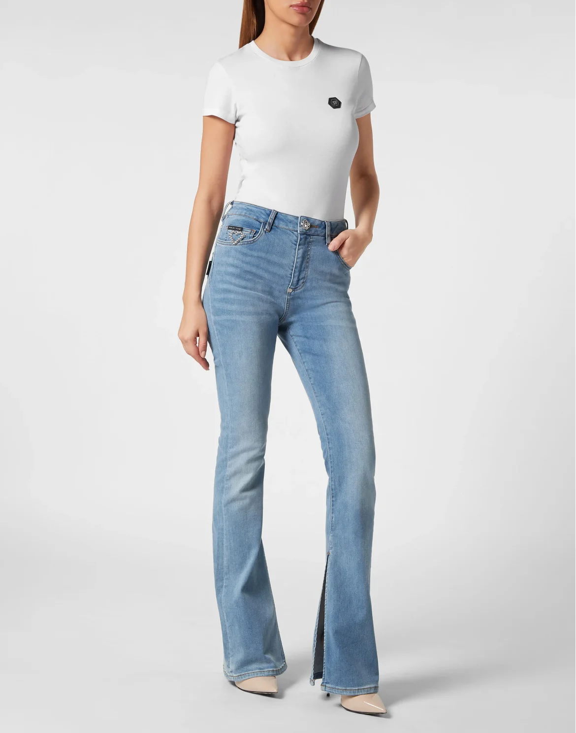 Denim Flaire Fit Trousers Heart, цвет: Голубой