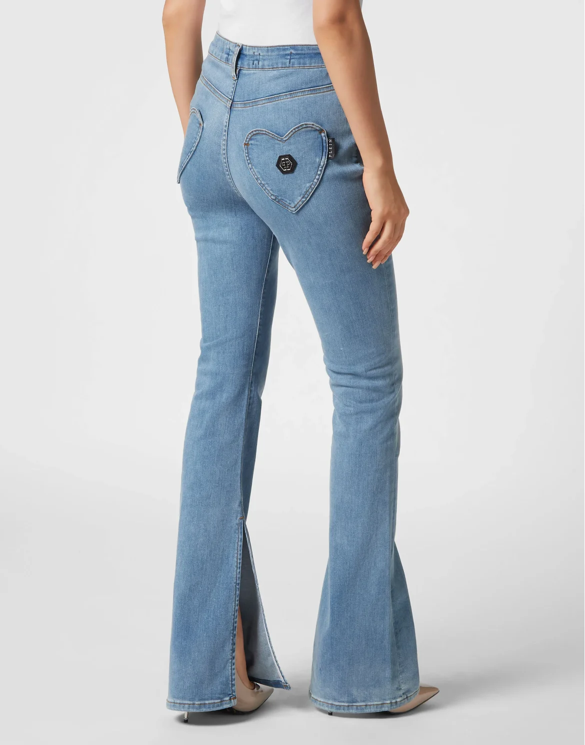 Denim Flaire Fit Trousers Heart, цвет: Голубой
