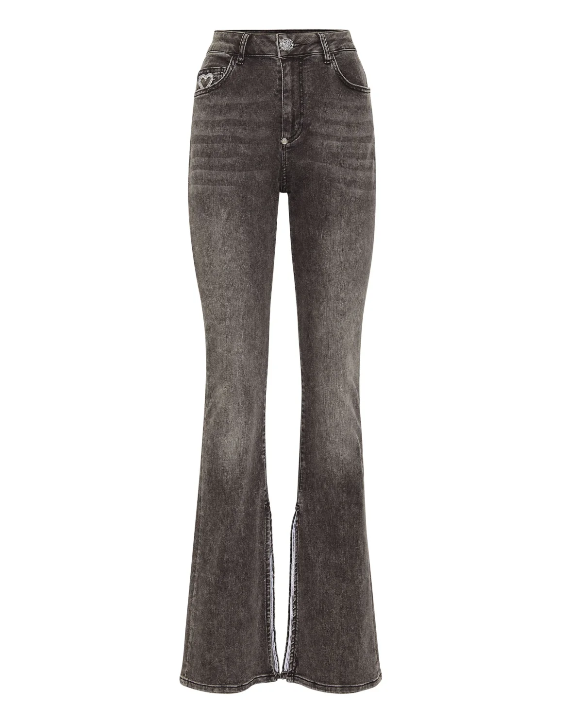 Denim Flaire Fit Trousers Heart, цвет: Черный