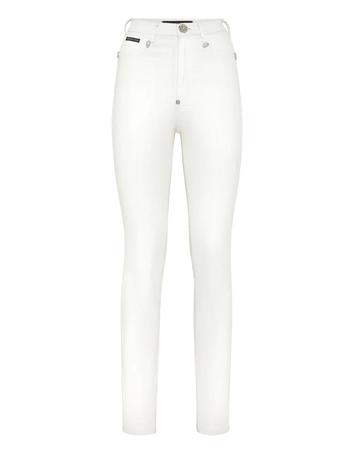 Crystal Skull Denim Super High Waist Jegging, цвет: Белый